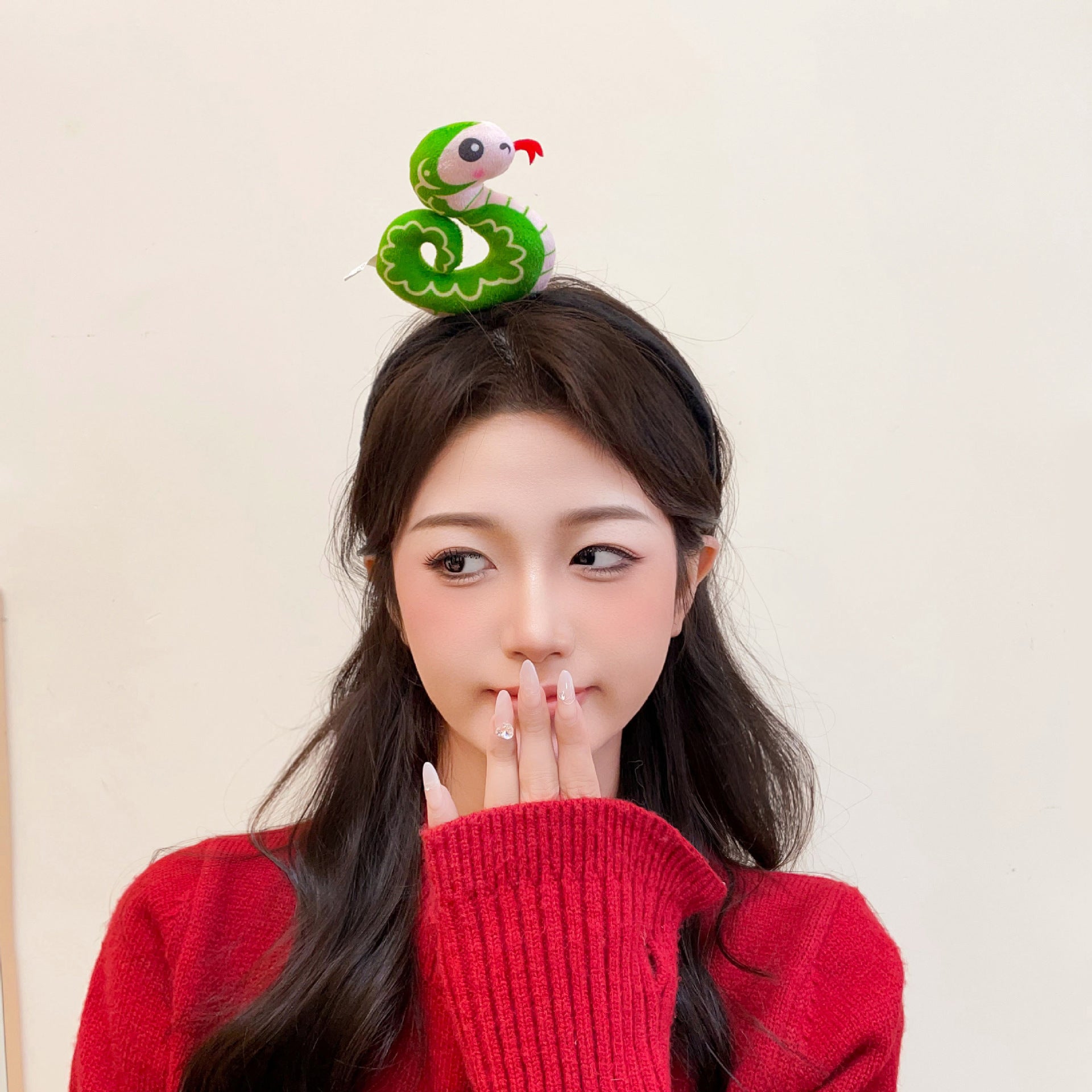 Wholesale Year of the Snake Headband  Cute Funny Plush Wash Hair Cards Small Snake Zodiac Headwear Children's Spring Festival